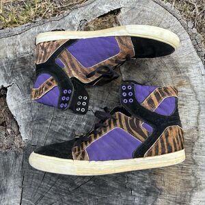 SUPRA Skytop MUSKA 001 Tiger Stripe High Top Sneaker Men's Size US 11 Black